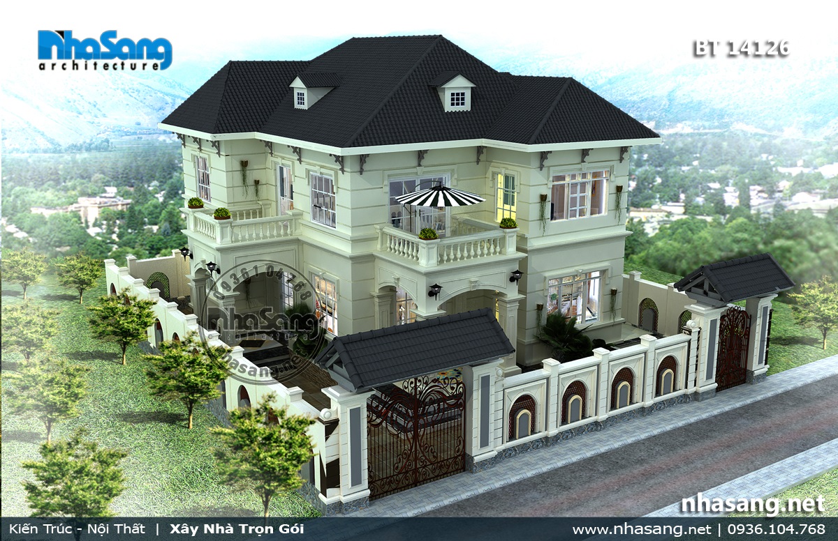 Mẫu thiết kế nhà biệt thự 2 tầng tân cổ điển